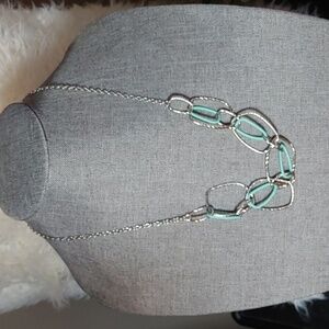 NWT Light Green & Silvertone Geometric Necklace